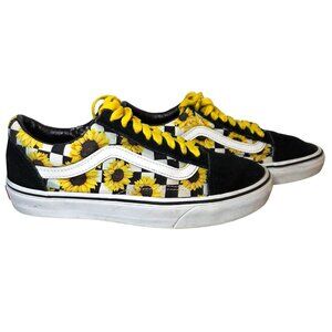 Vans Old Skool Off the Wall Checkerboard Sneakers Women 8 Men 6.5 Sunflowers